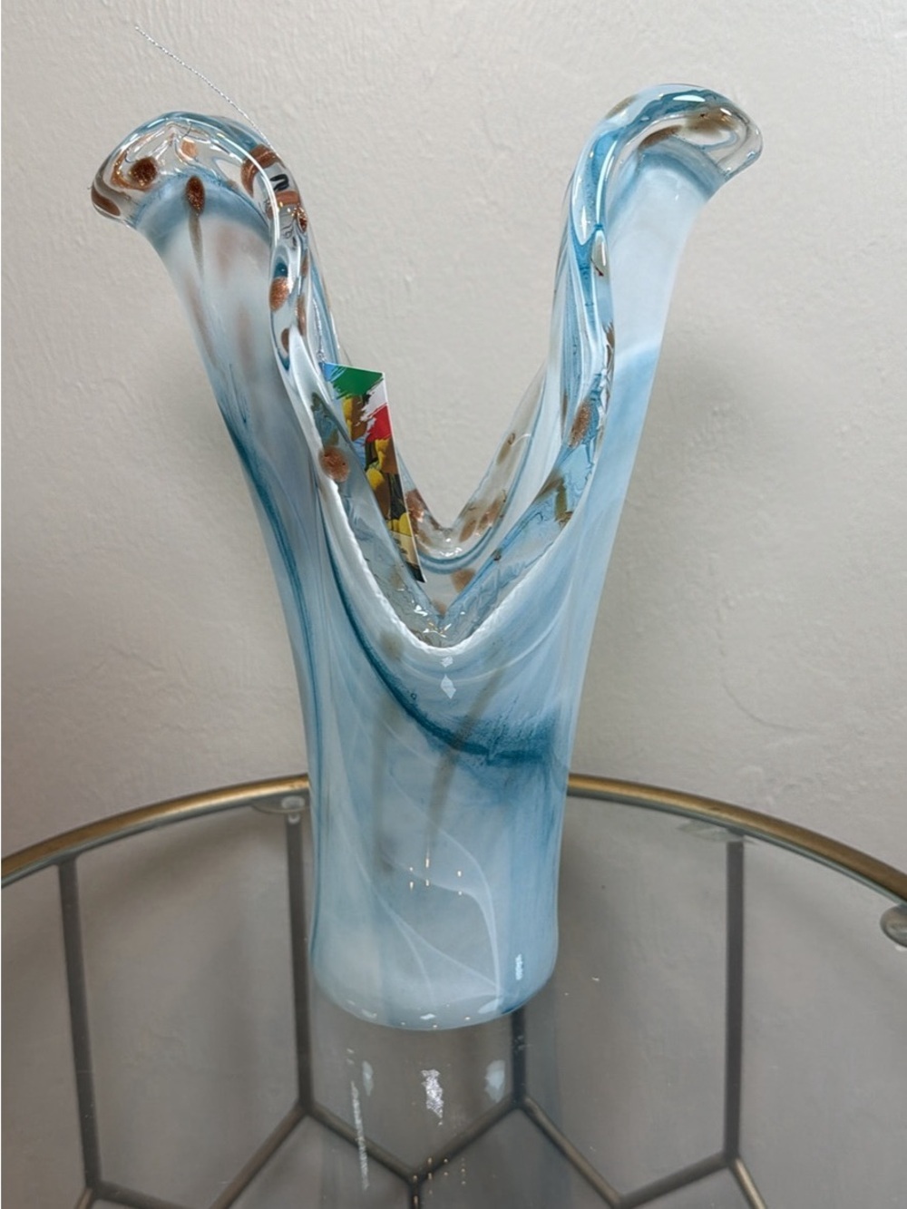 Authentic Tammaro Home Murano Hand-Blown Art Glass Vase Made in Italy NWT
